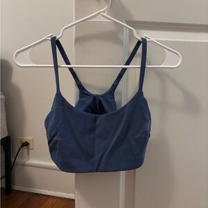 lululemon under train strappy bra in pitch blue, size 10